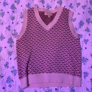 Espresso Pink and Black V-Neck Sweater